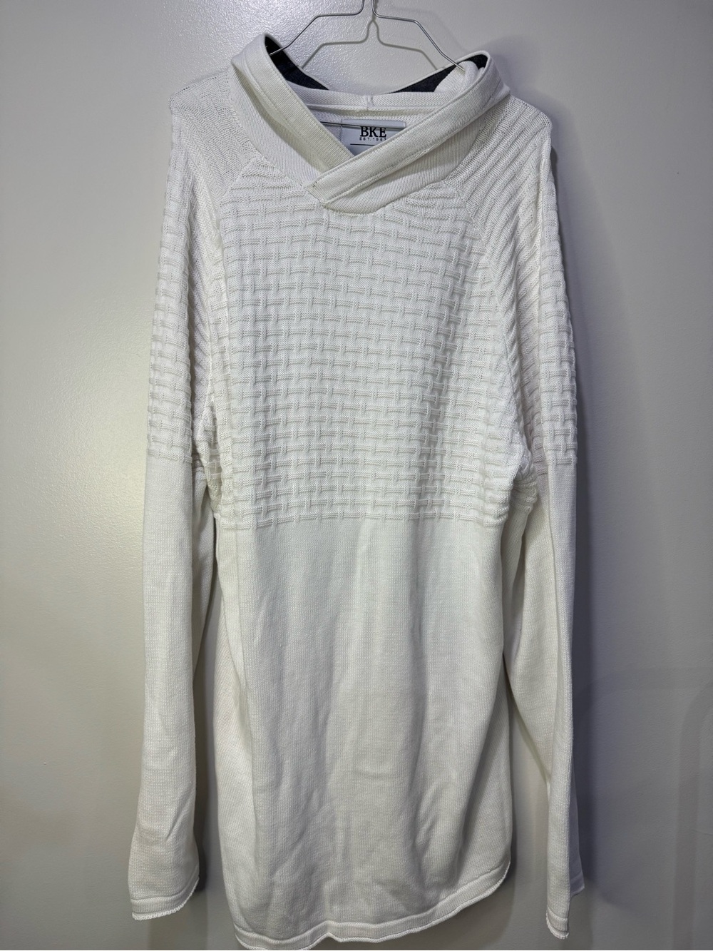 BKE Off-White Cowl Neck Basketweave Sweater